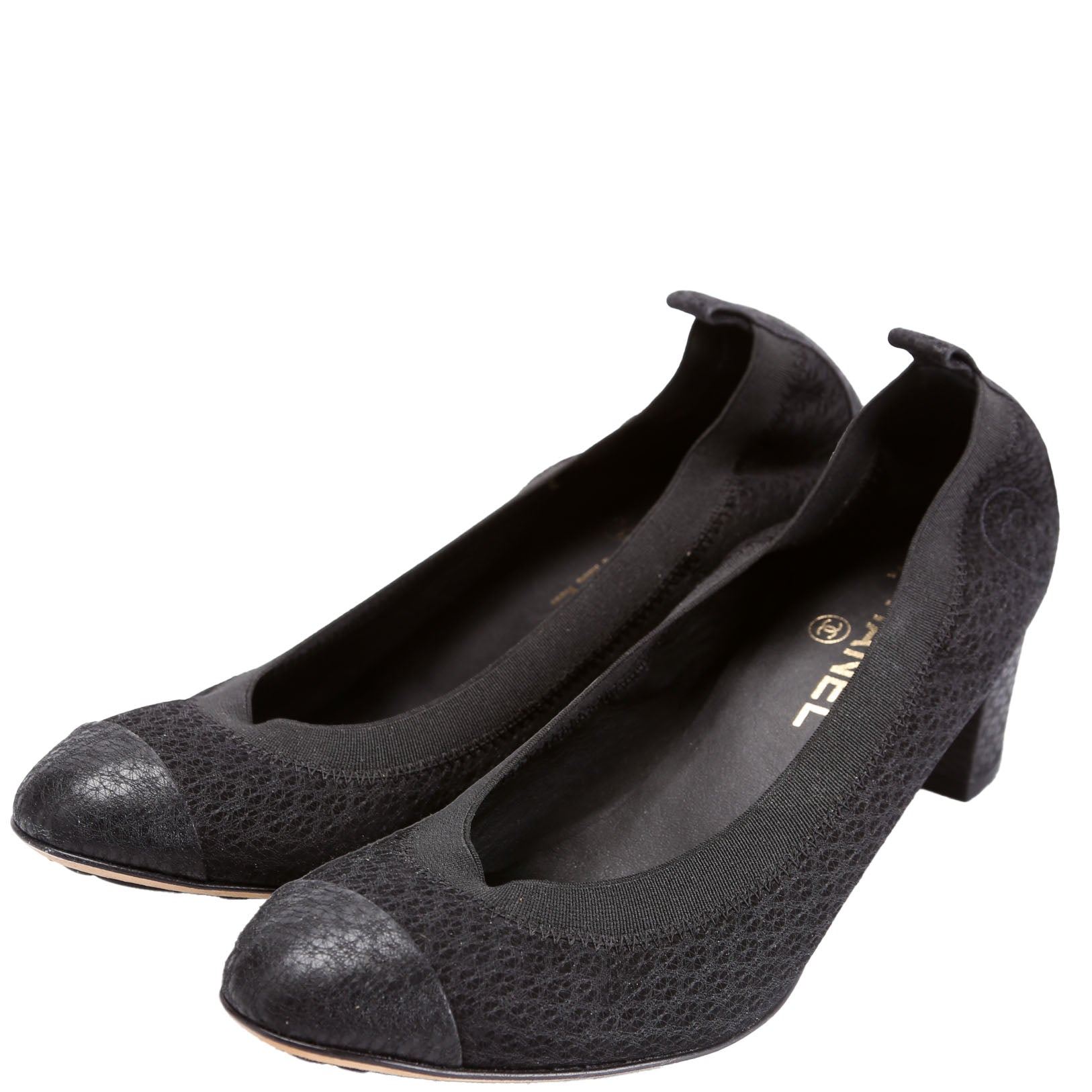 CC Scrunch Block Heels 39.5 Black