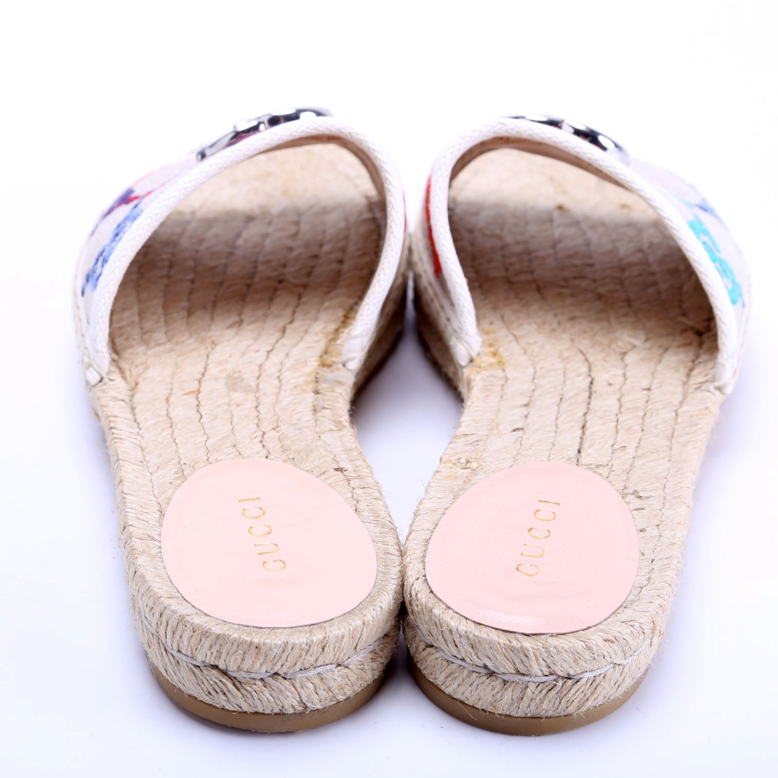 GG Psychedelic GG Marmont Espadrille Slides Size 37.5 Beige/Multicolor