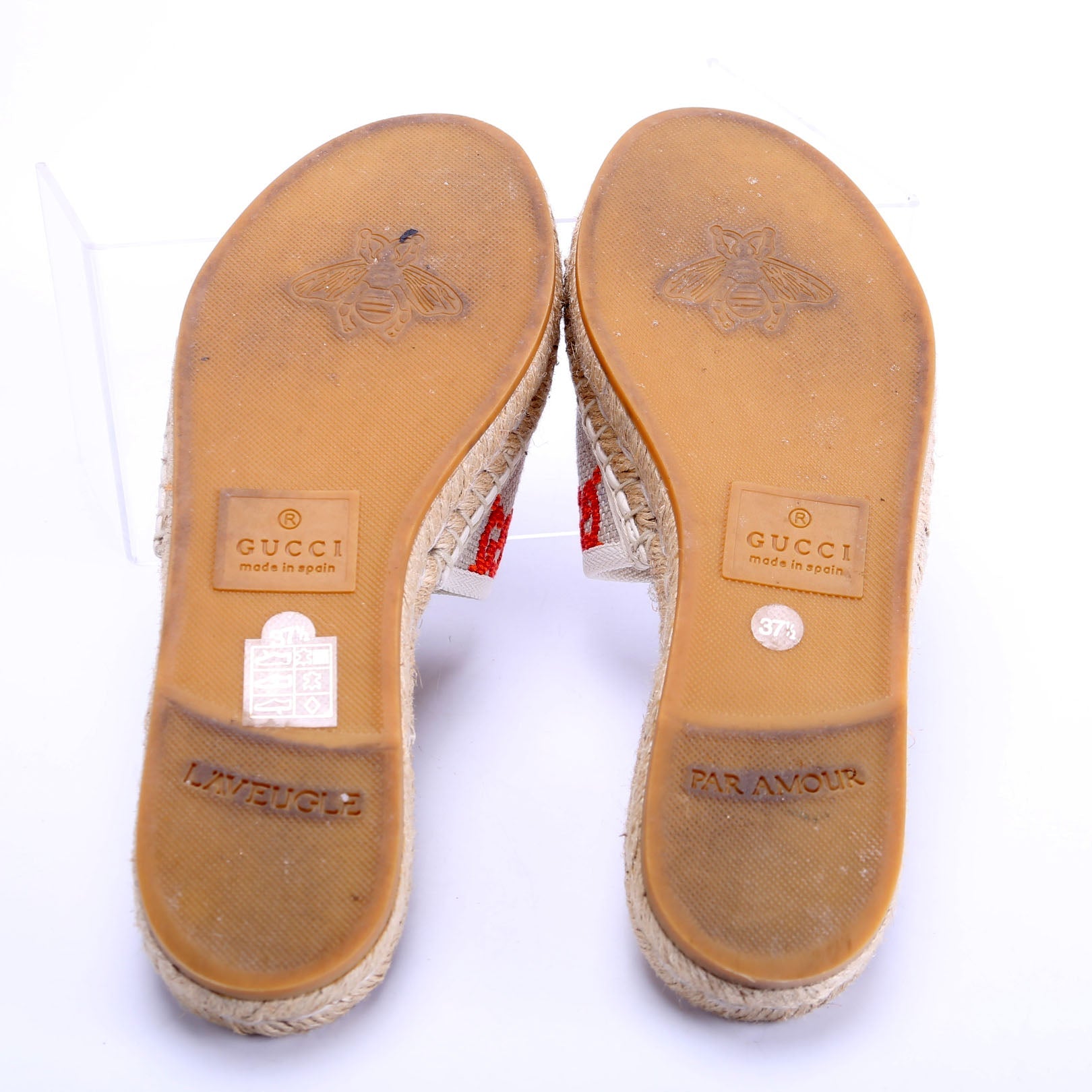 GG Psychedelic GG Marmont Espadrille Slides Size 37.5 Beige/Multicolor