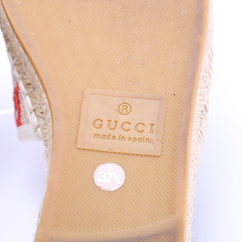 GG Psychedelic GG Marmont Espadrille Slides Size 37.5 Beige/Multicolor