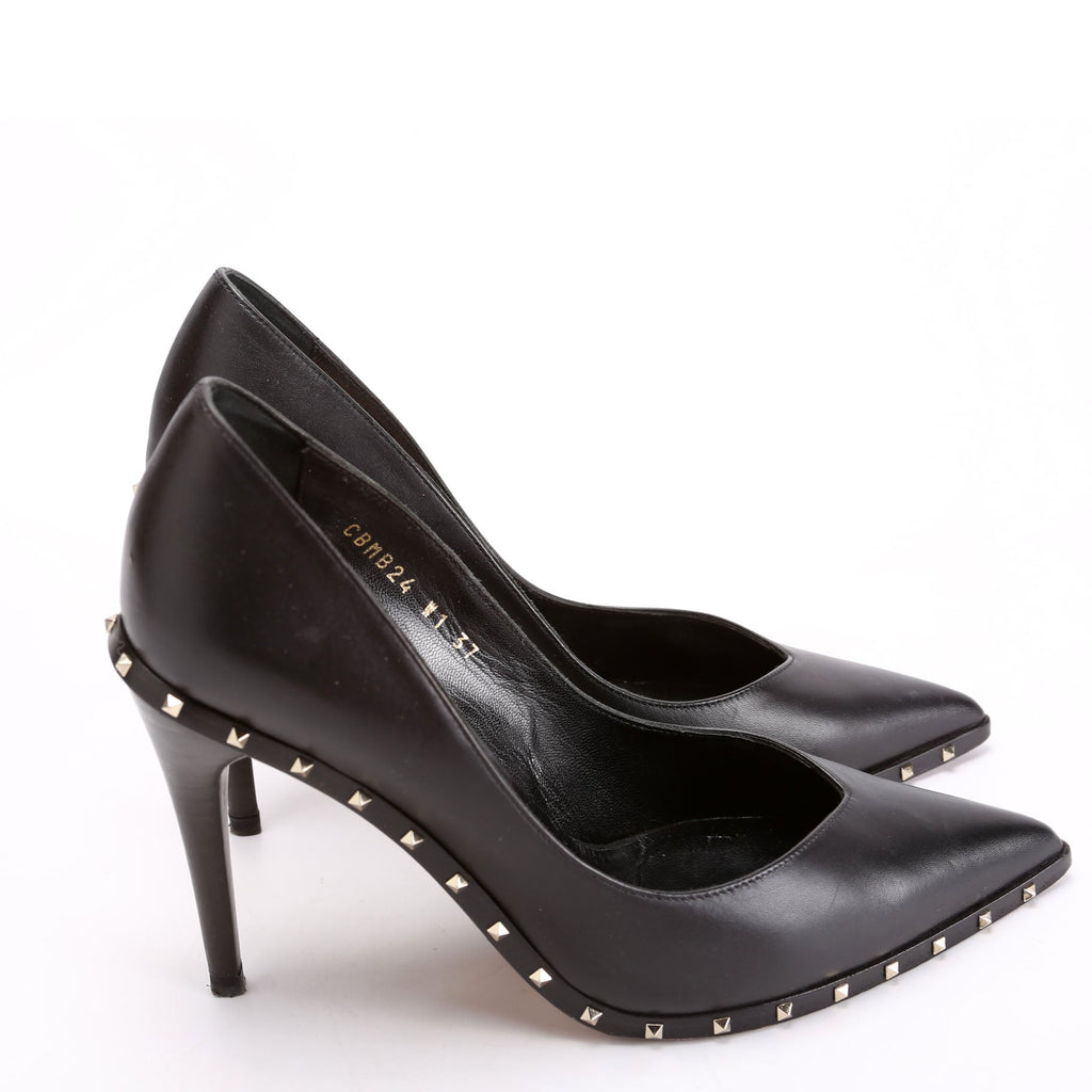 Rockstud Leather Pumps Size 38 Black