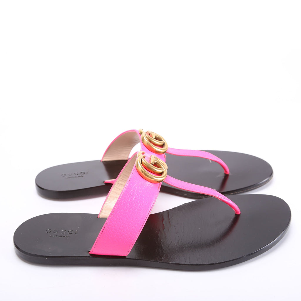Marmont T-Strap Sandals Size 39.5 Neon Pink
