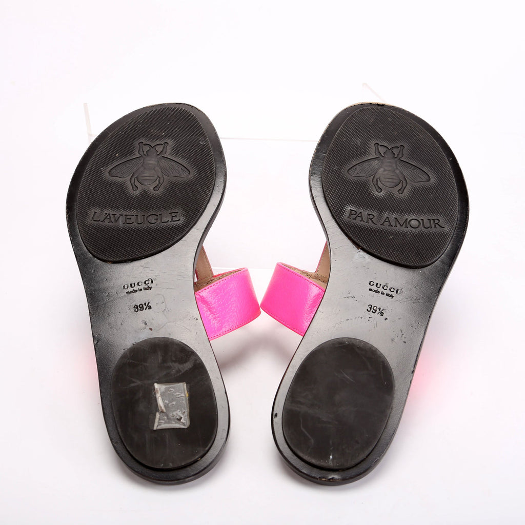 Marmont T-Strap Sandals Size 39.5 Neon Pink