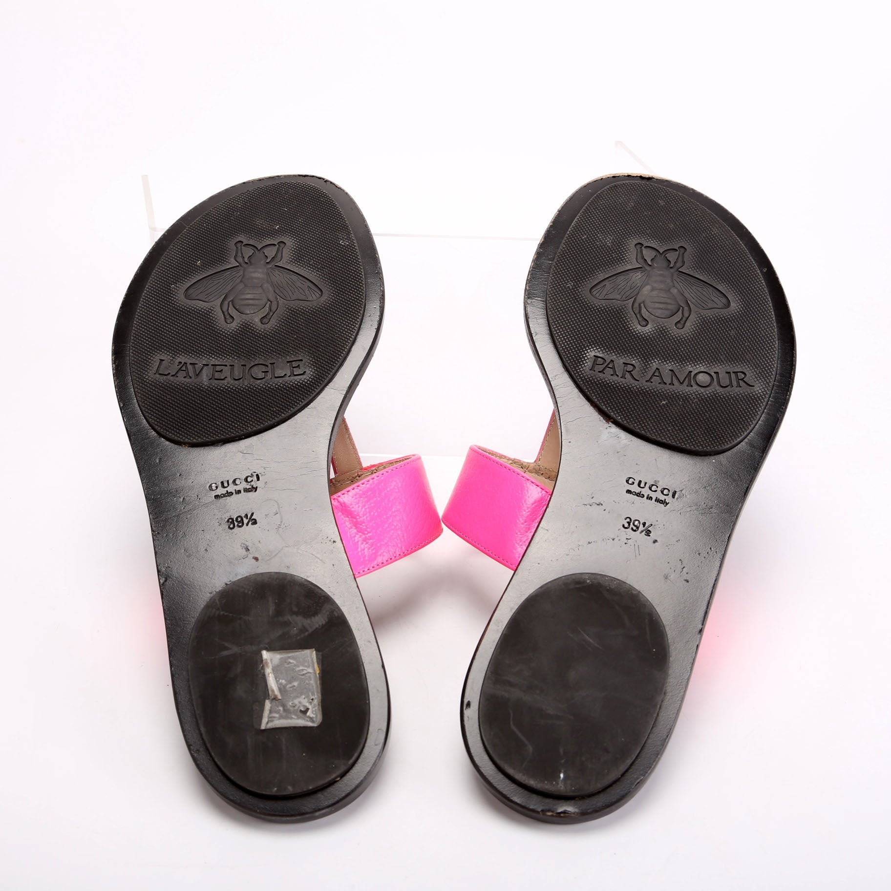 Marmont T-Strap Sandals Size 39.5 Neon Pink