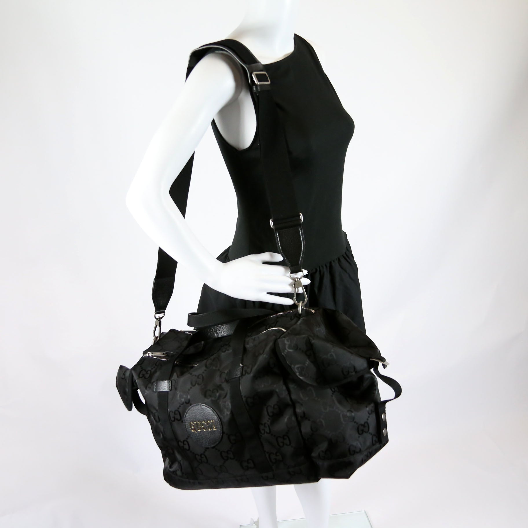 630350 GG Nylon Off The Grid Duffle Bag Black