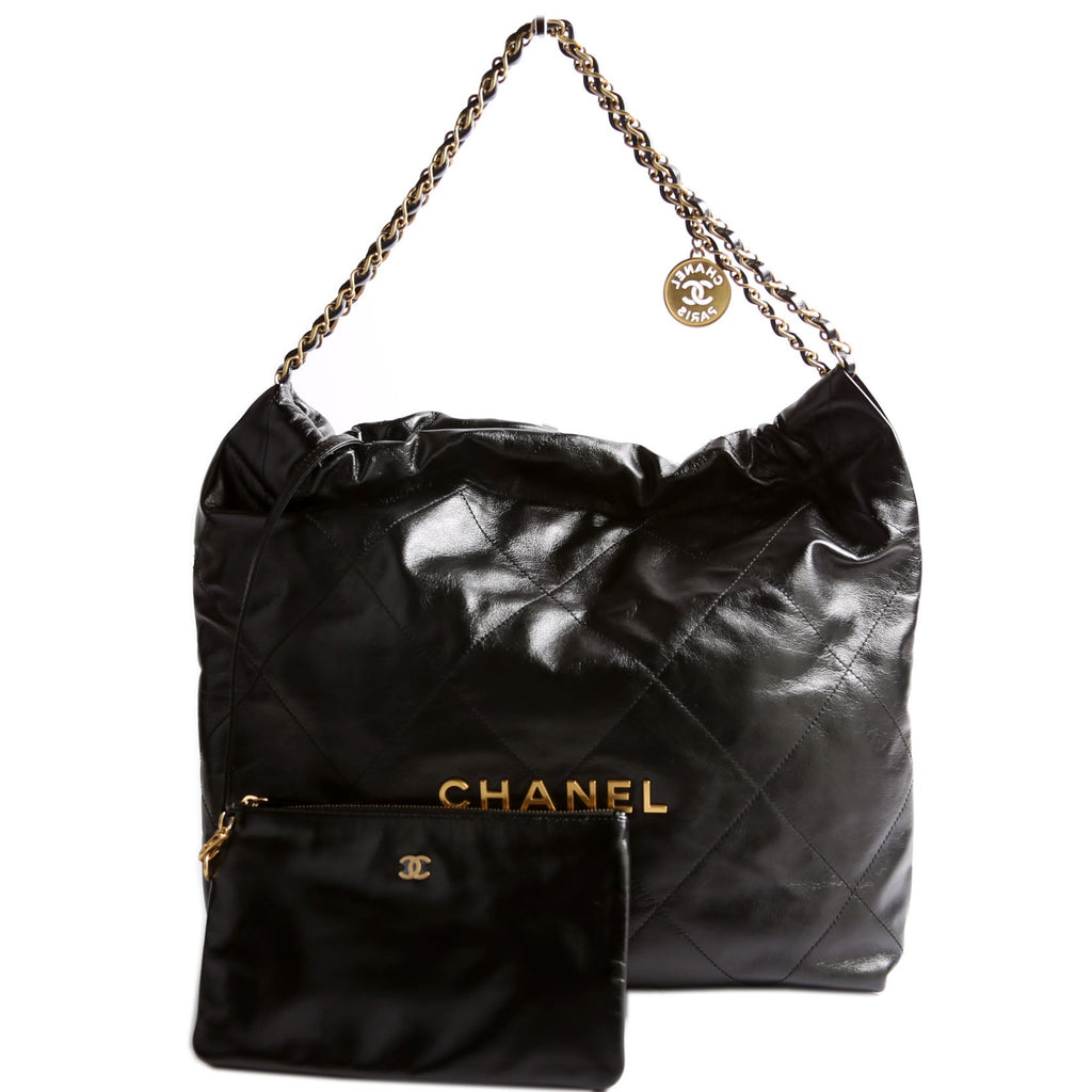 Chanel 22 Quilted Medium Hobo RFID Black/Gold