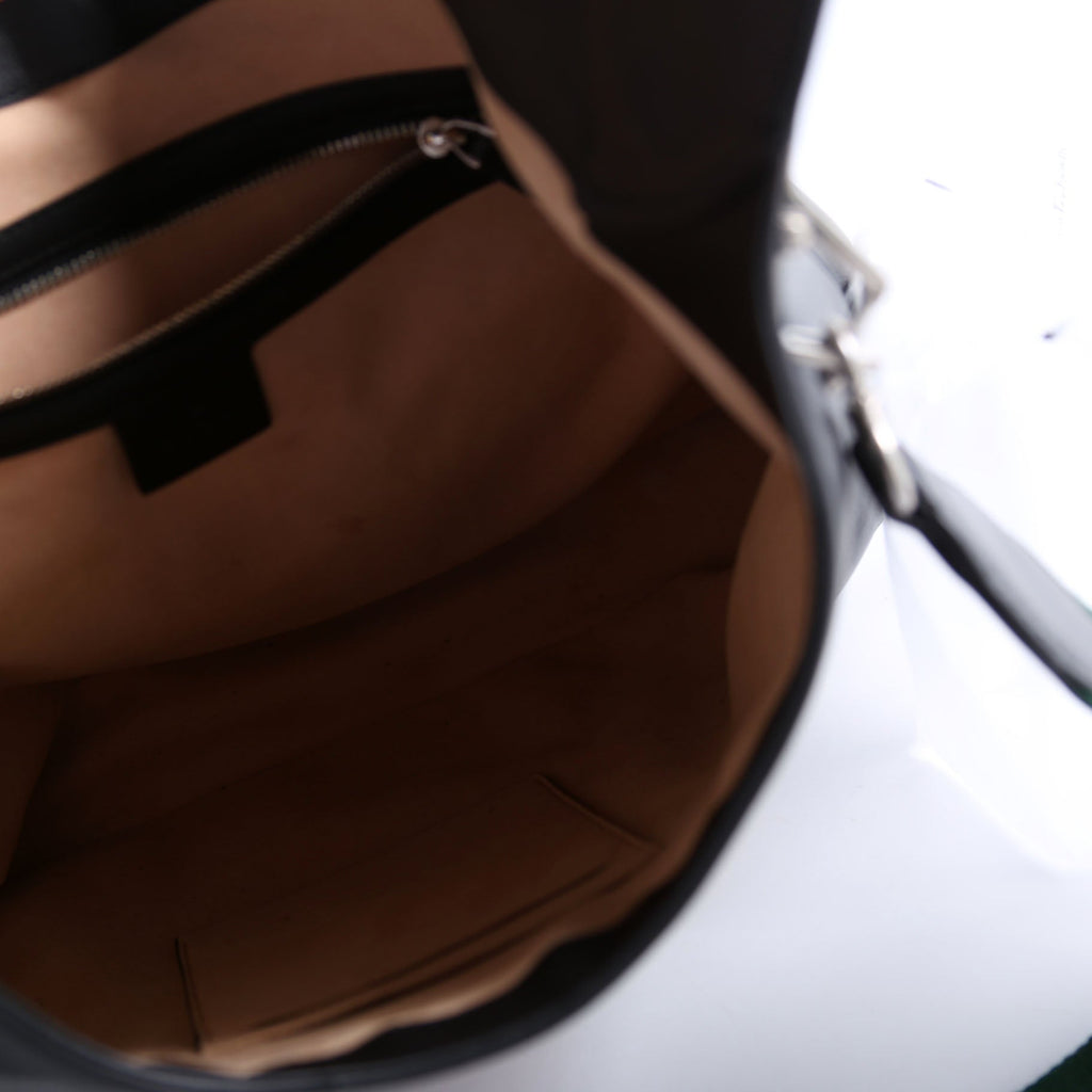 44687 Web Stripe Dionysus Leather Hobo Black