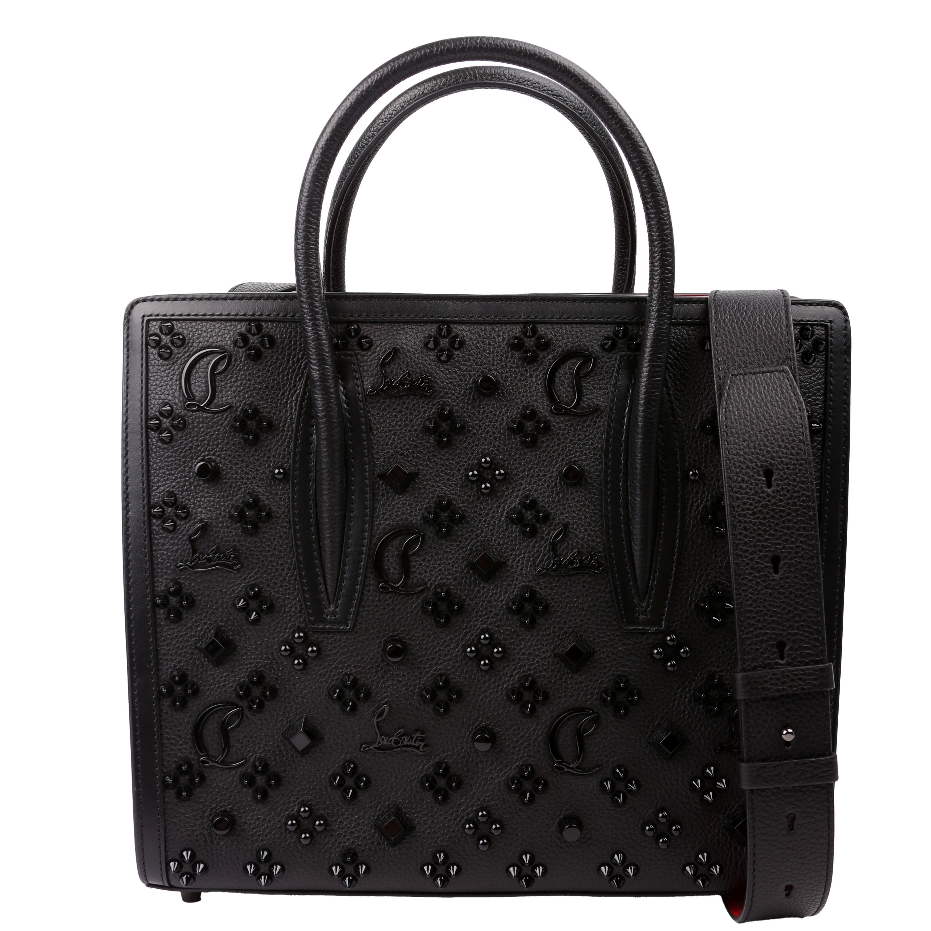 Paloma Medium Satchel Calfskin Spikes Black