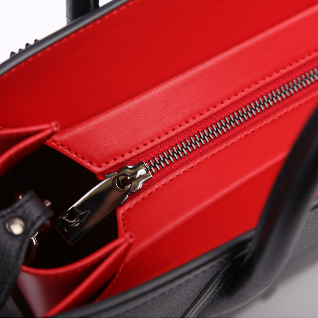 Paloma Medium Satchel Calfskin Spikes Black