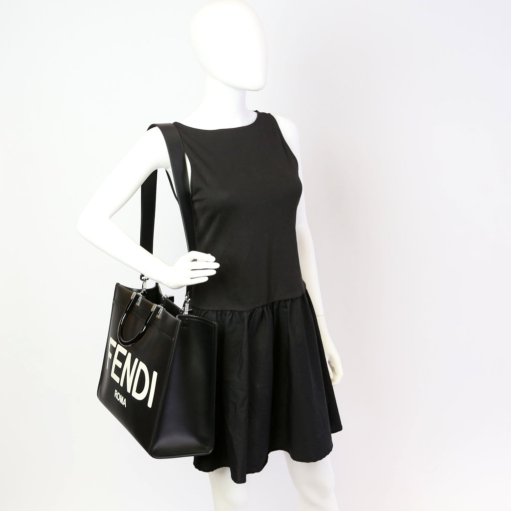 Fendi Sunshine Shopper Medium Leather Black