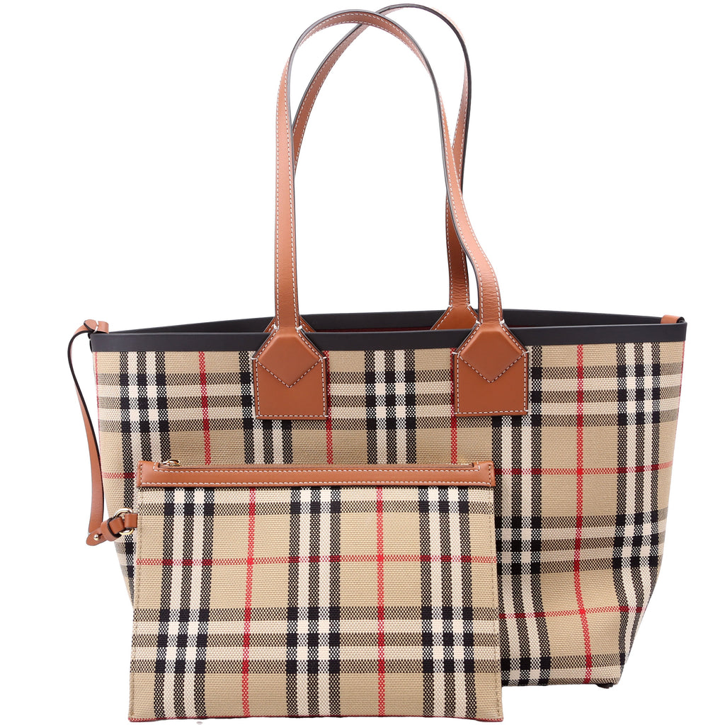 London Check Tote With Pouch Small