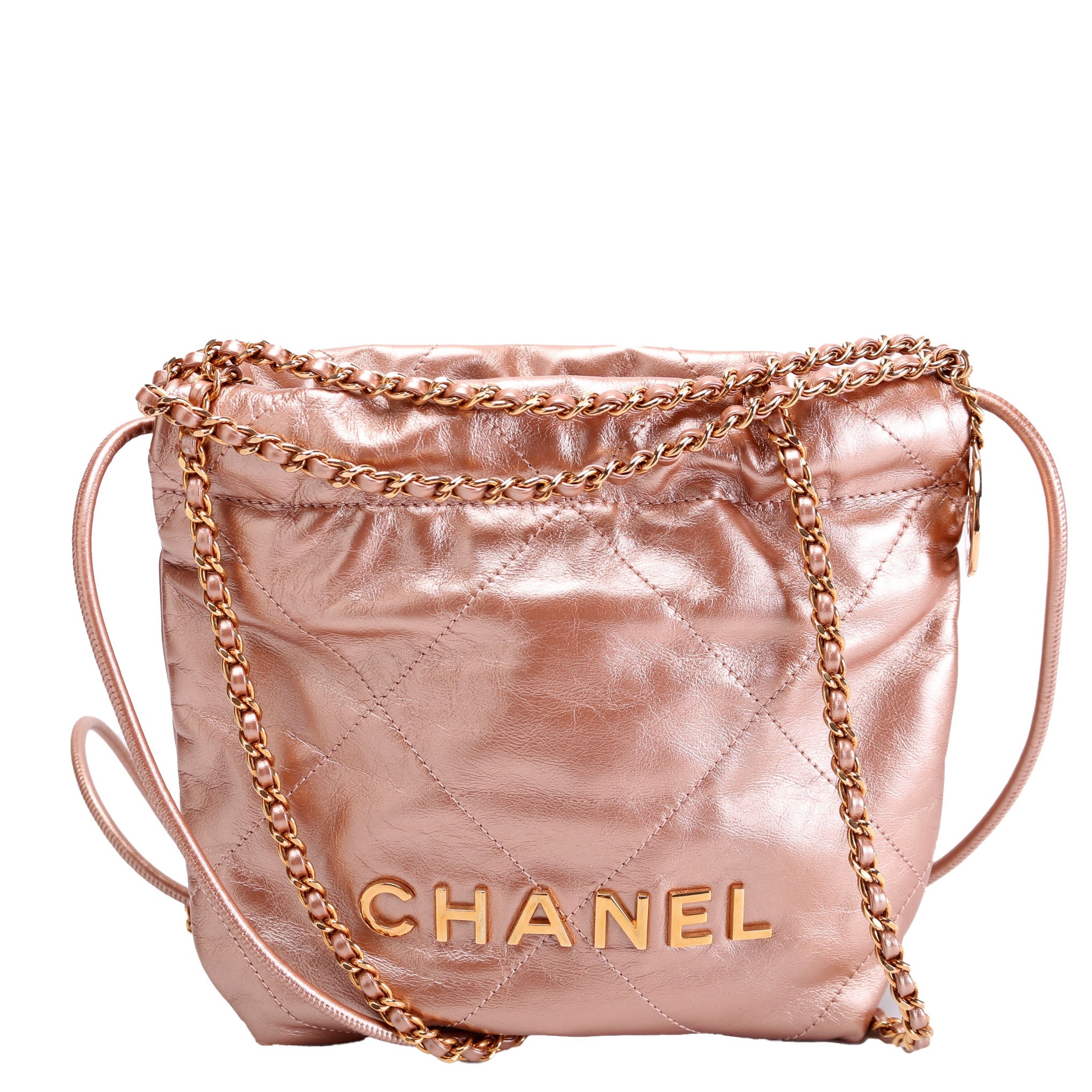 Chanel 22 Mini Metallic Calfskin RFID Pink