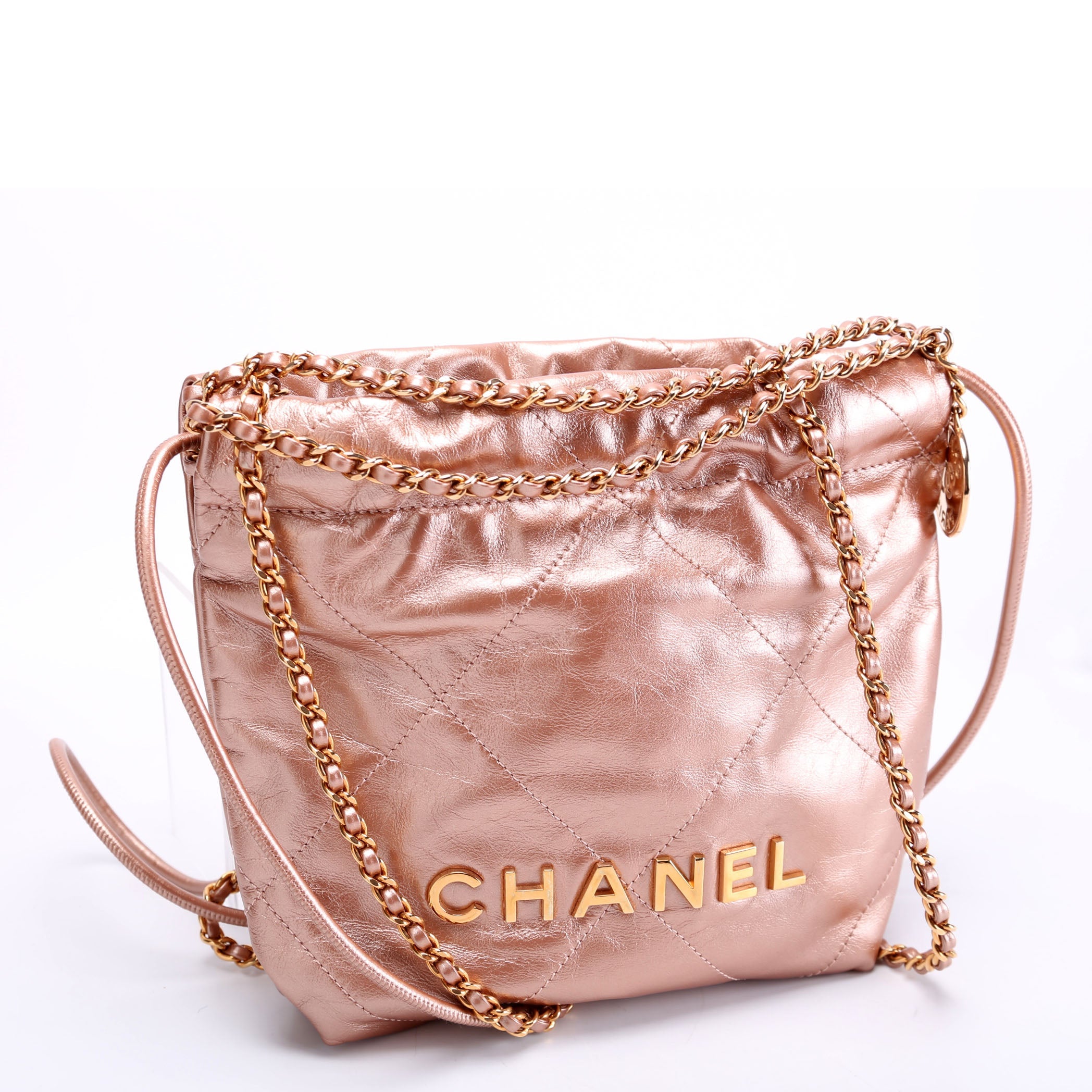 Chanel 22 Mini Metallic Calfskin RFID Pink