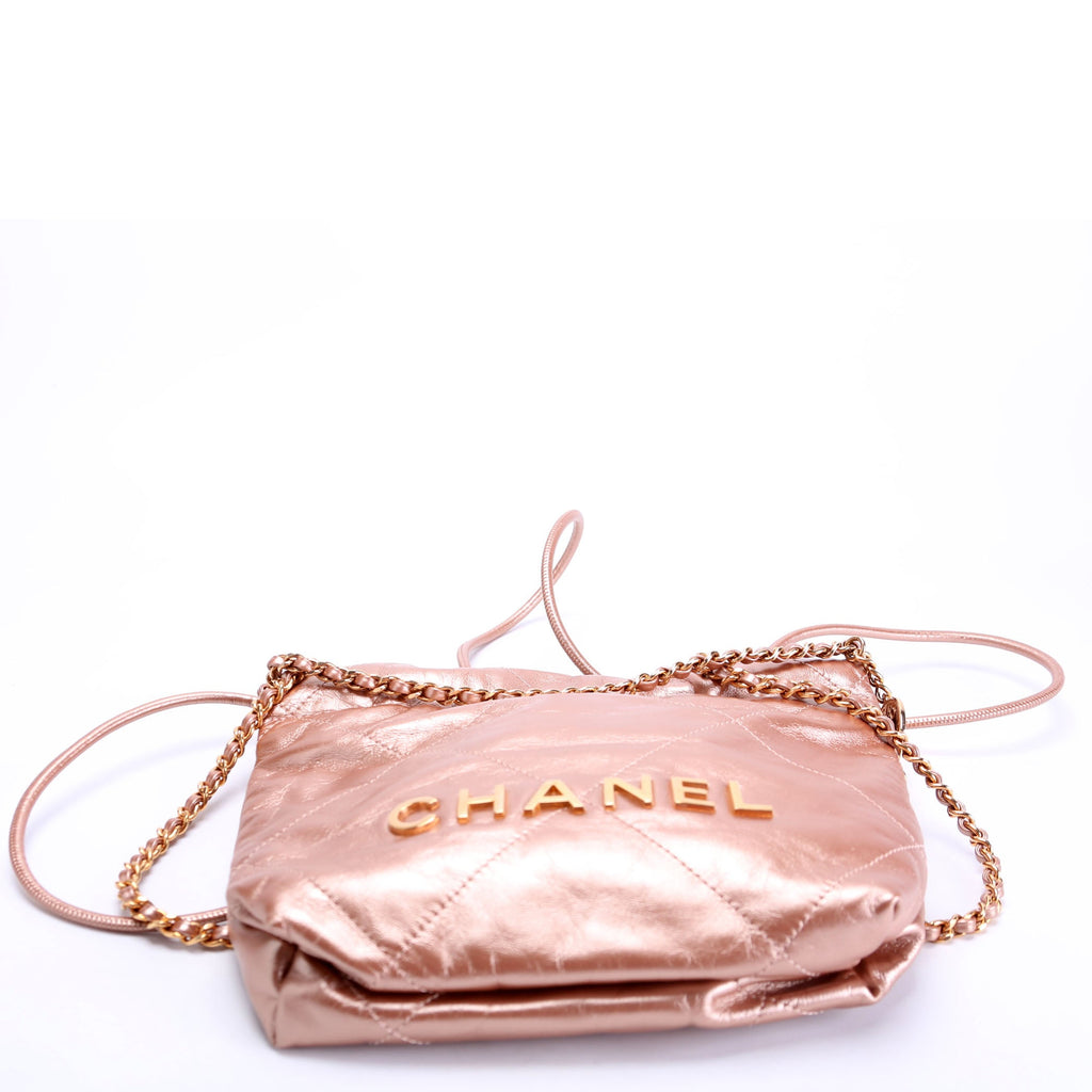 Chanel 22 Mini Metallic Calfskin RFID Pink