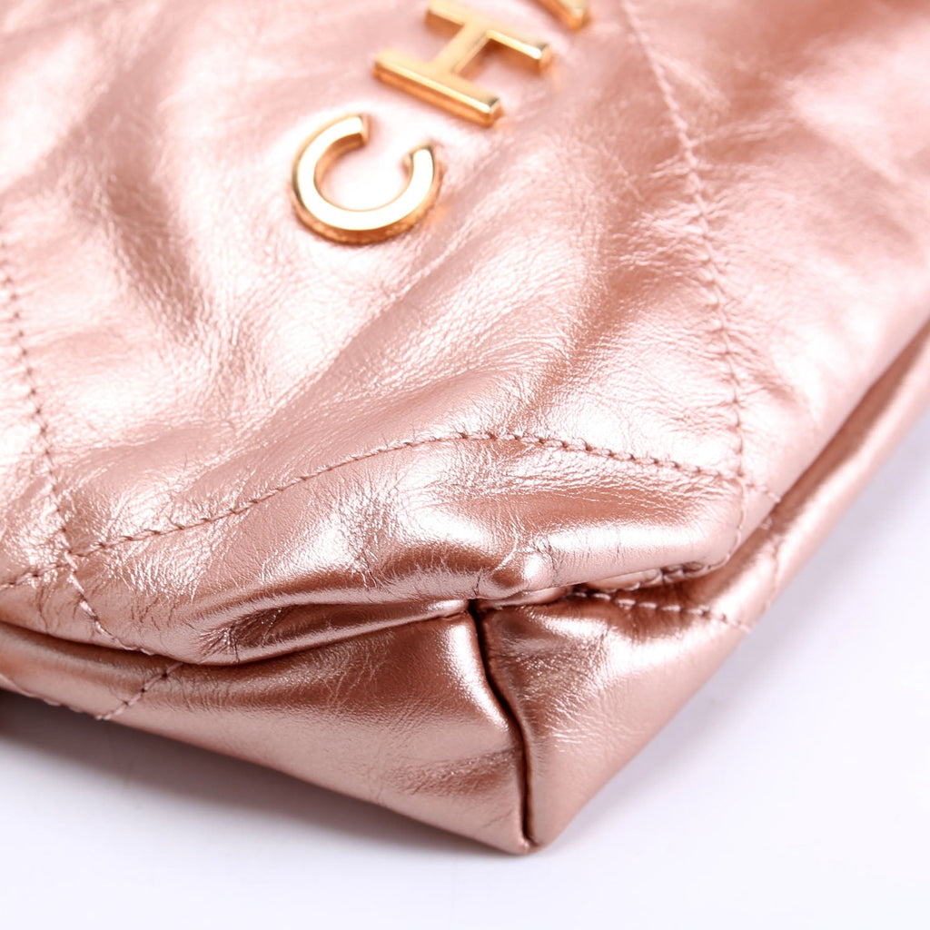Chanel 22 Mini Metallic Calfskin RFID Pink