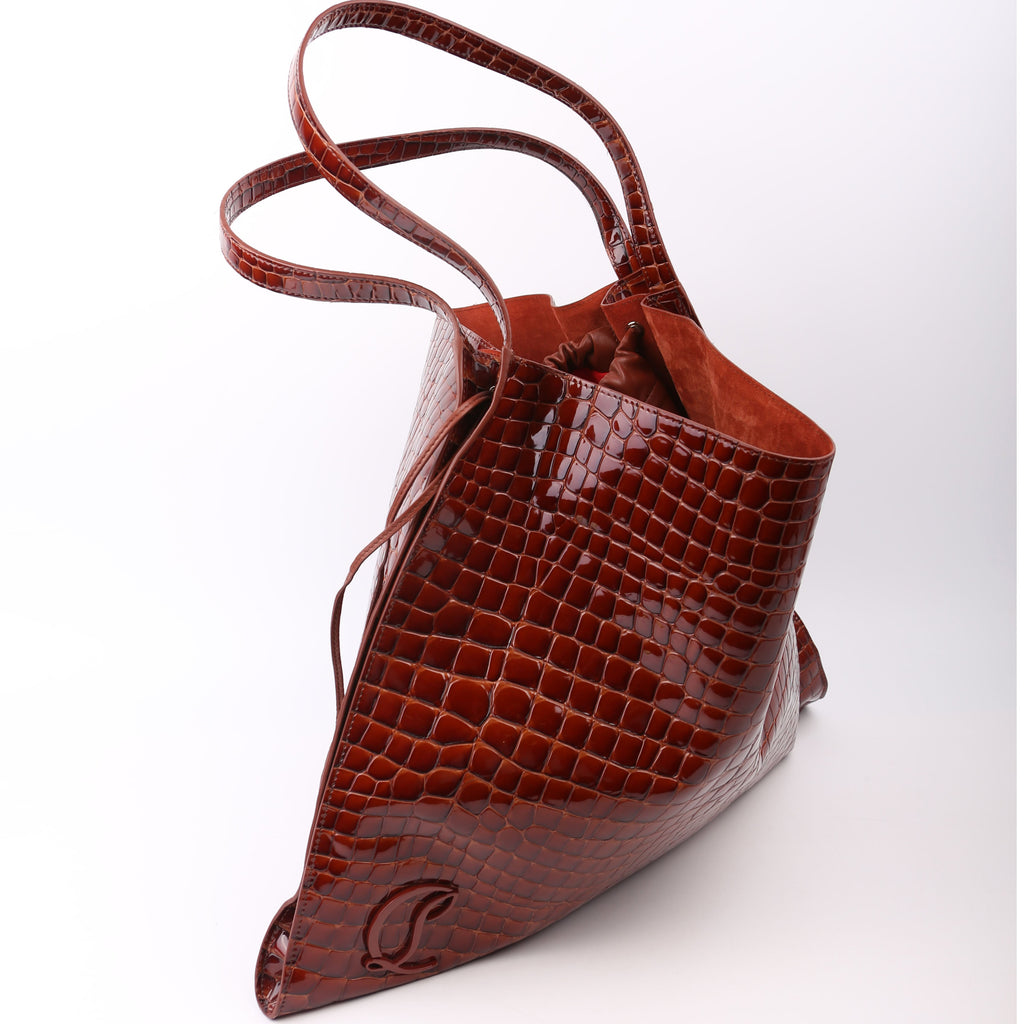 Le 54 Drawstring Tote Croc Embossed Brown
