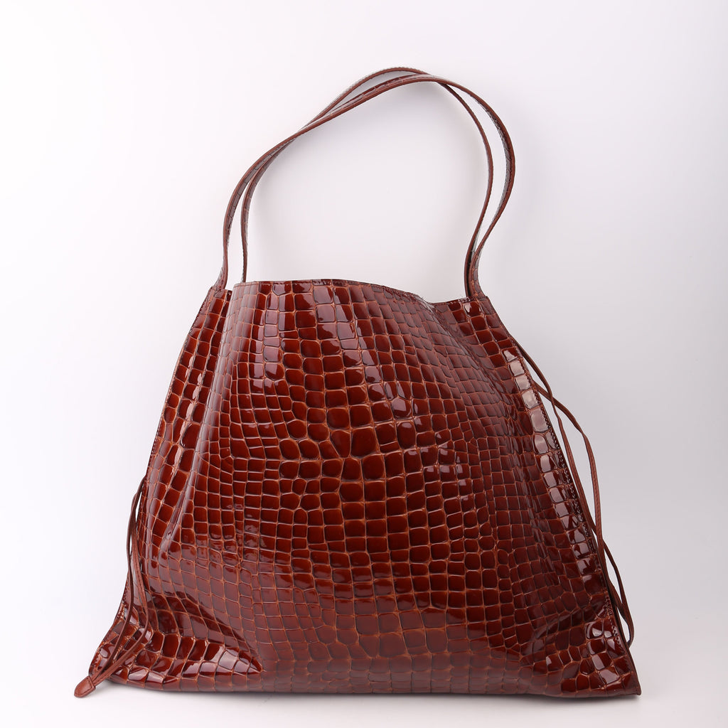 Le 54 Drawstring Tote Croc Embossed Brown