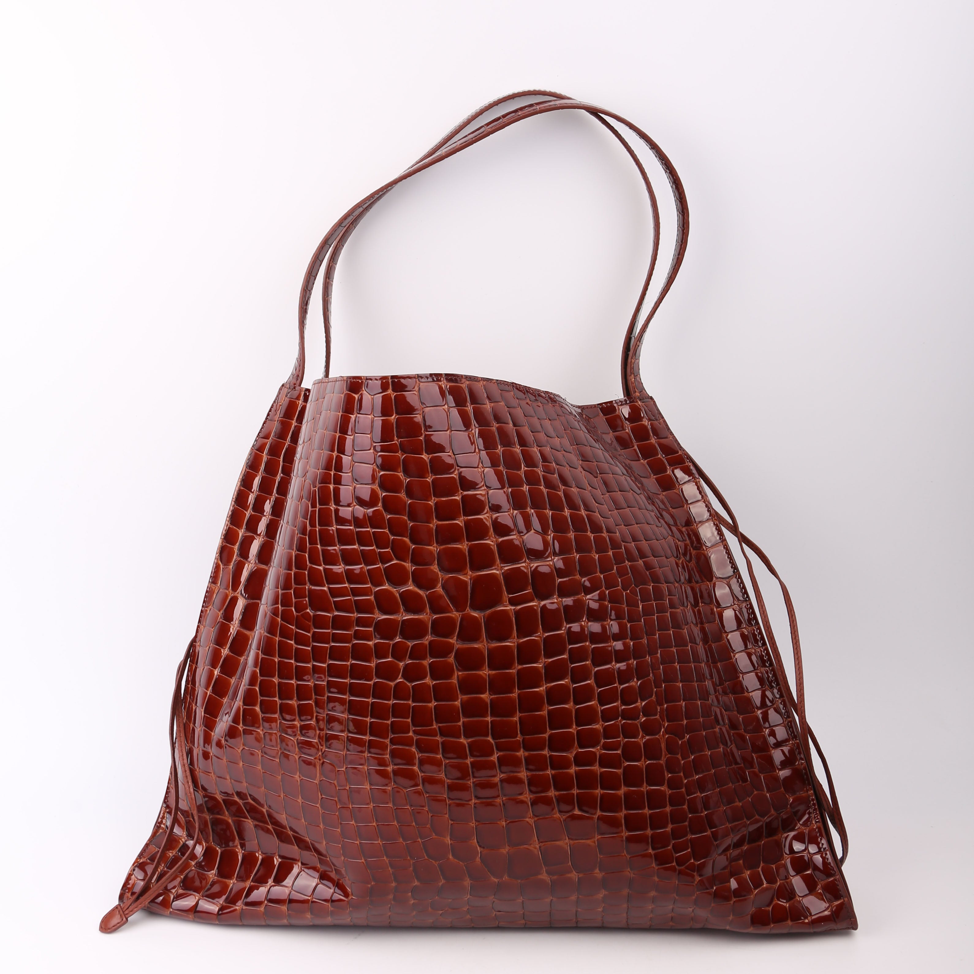 Le 54 Drawstring Tote Croc Embossed Brown
