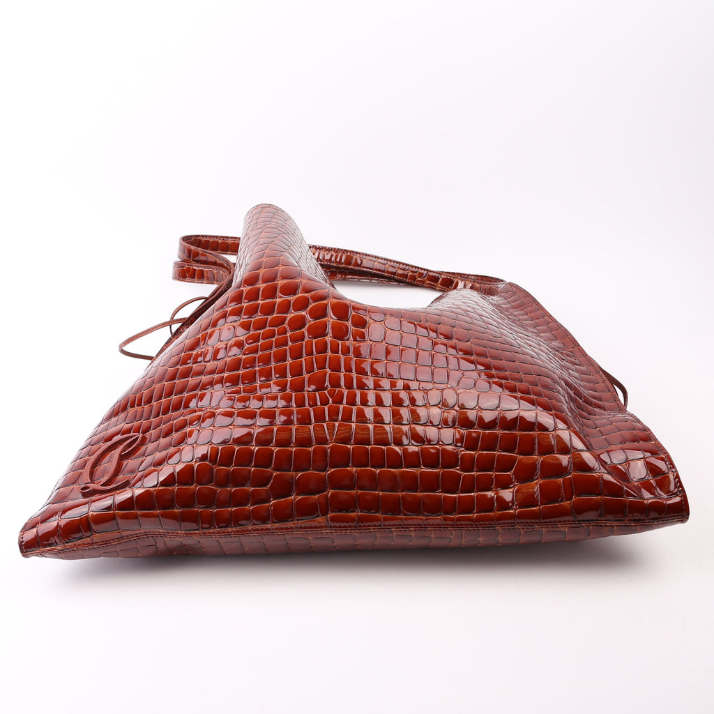 Le 54 Drawstring Tote Croc Embossed Brown