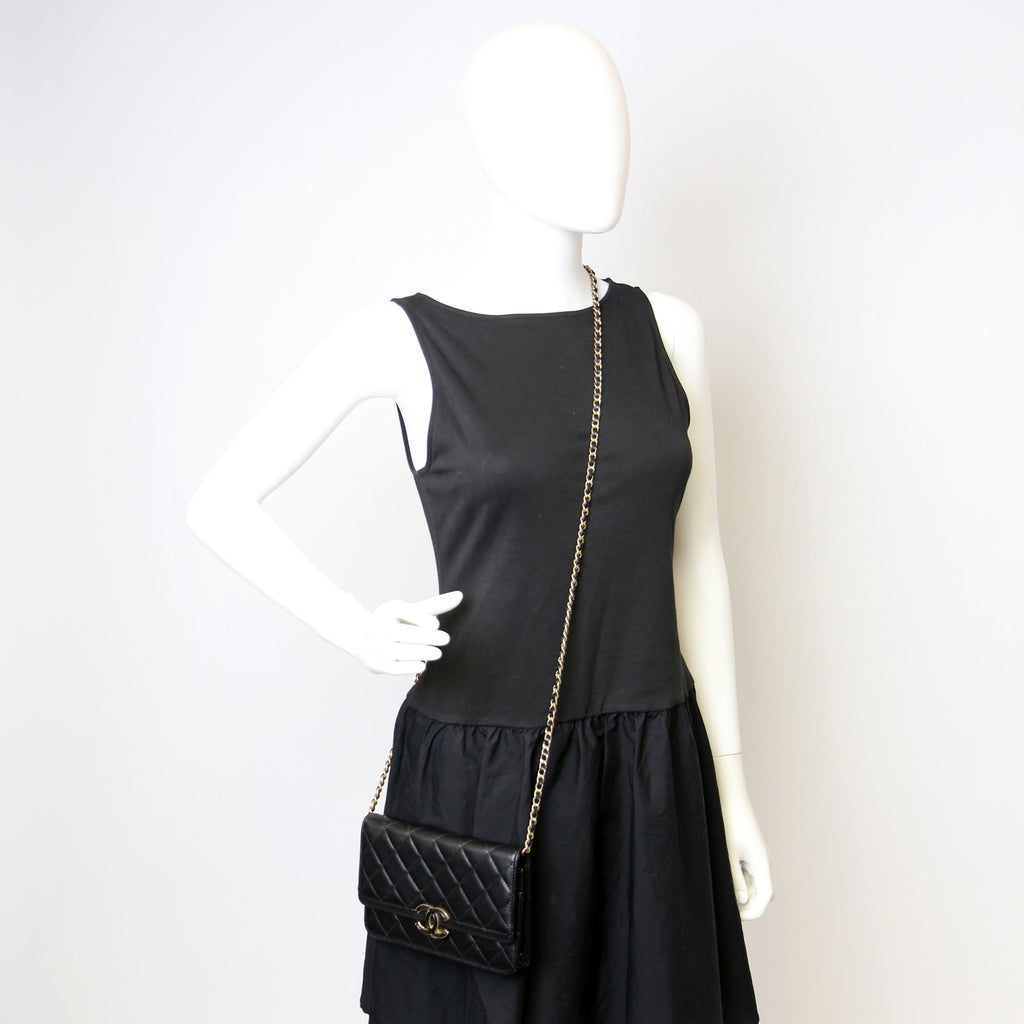 WOC CC Chic Quilted Lambskin Black