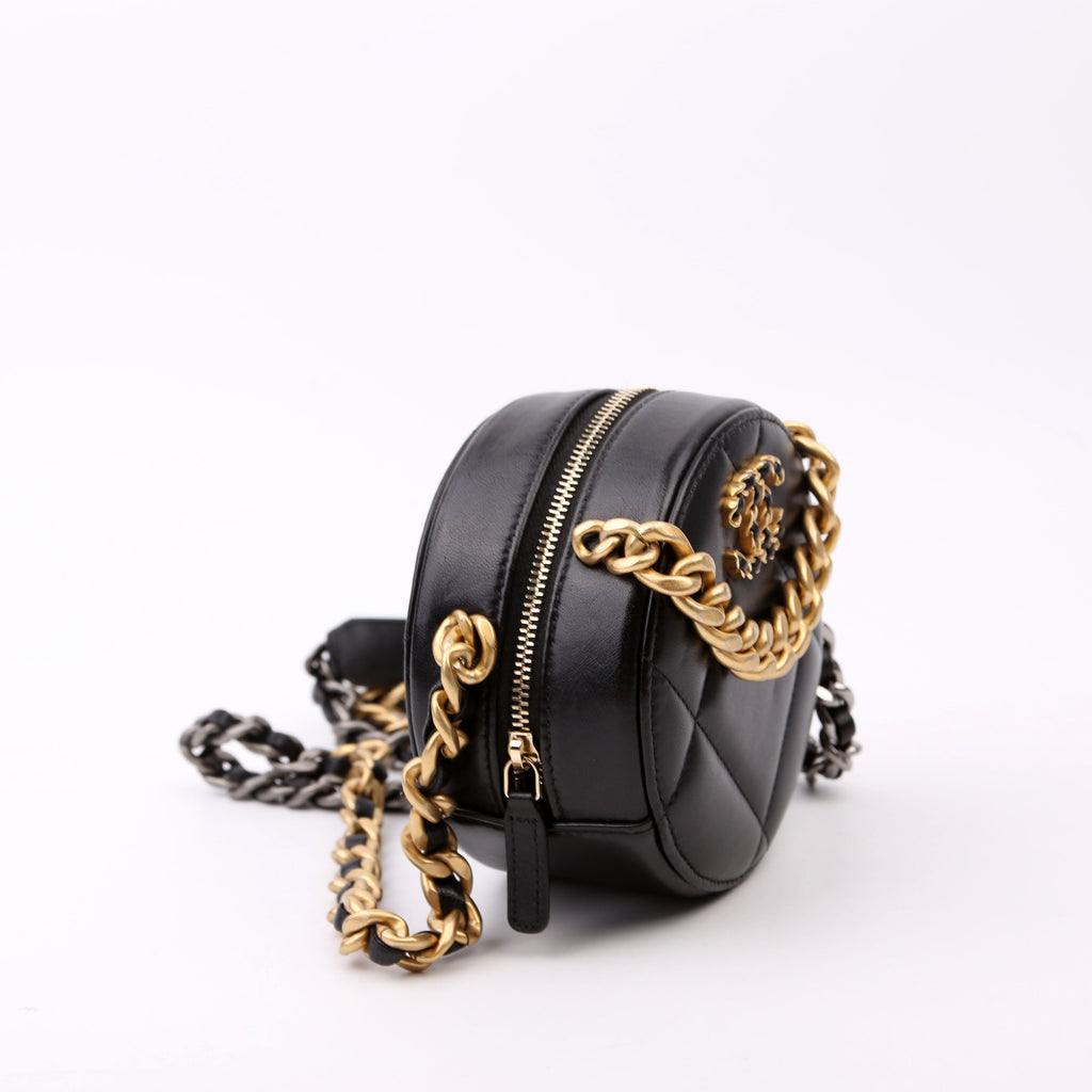 Chanel 19 Round Clutch Goatskin