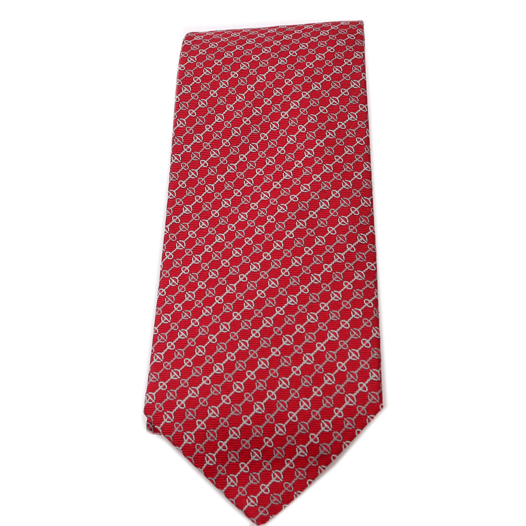 Printed Silk Tie Red/Grey