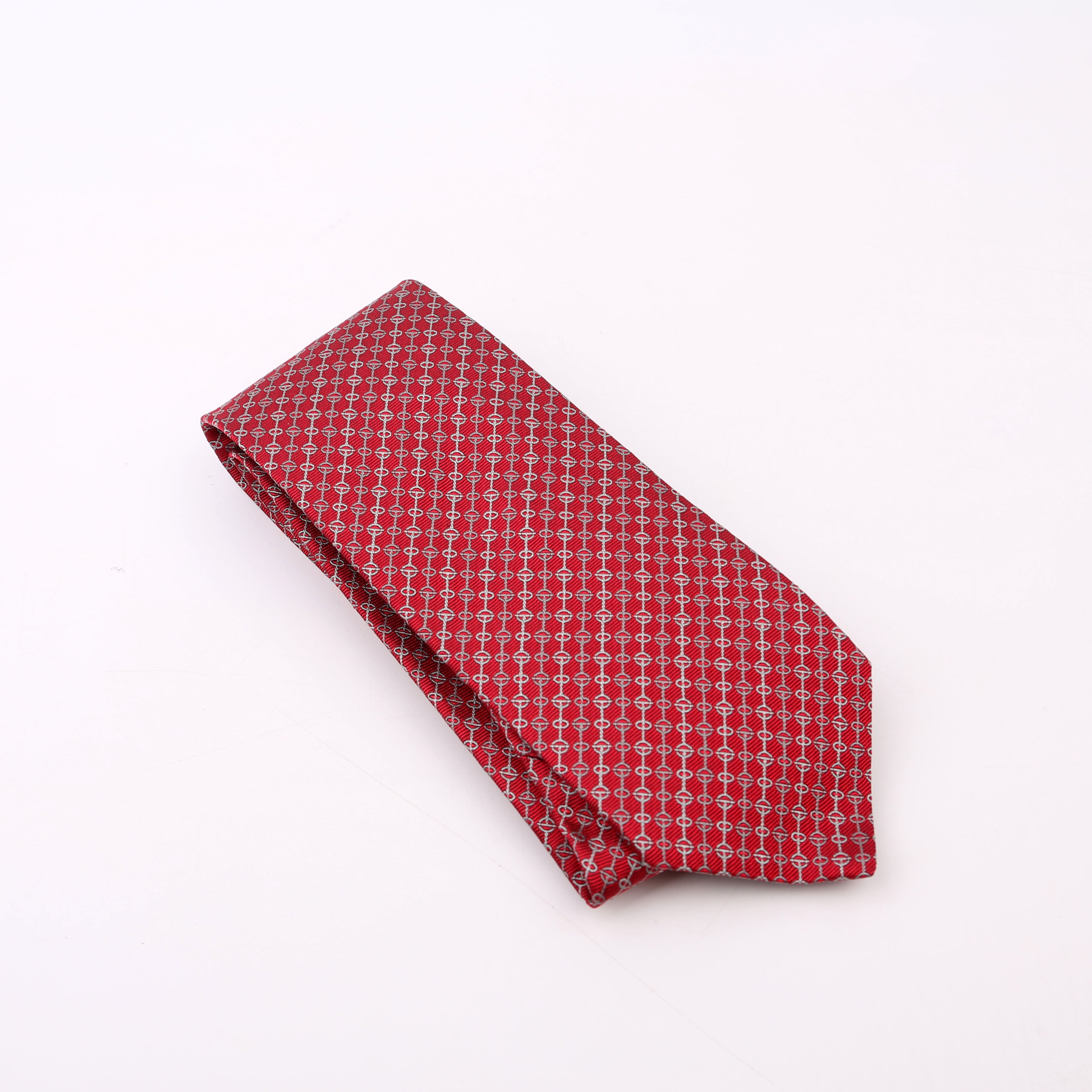 Printed Silk Tie Red/Grey