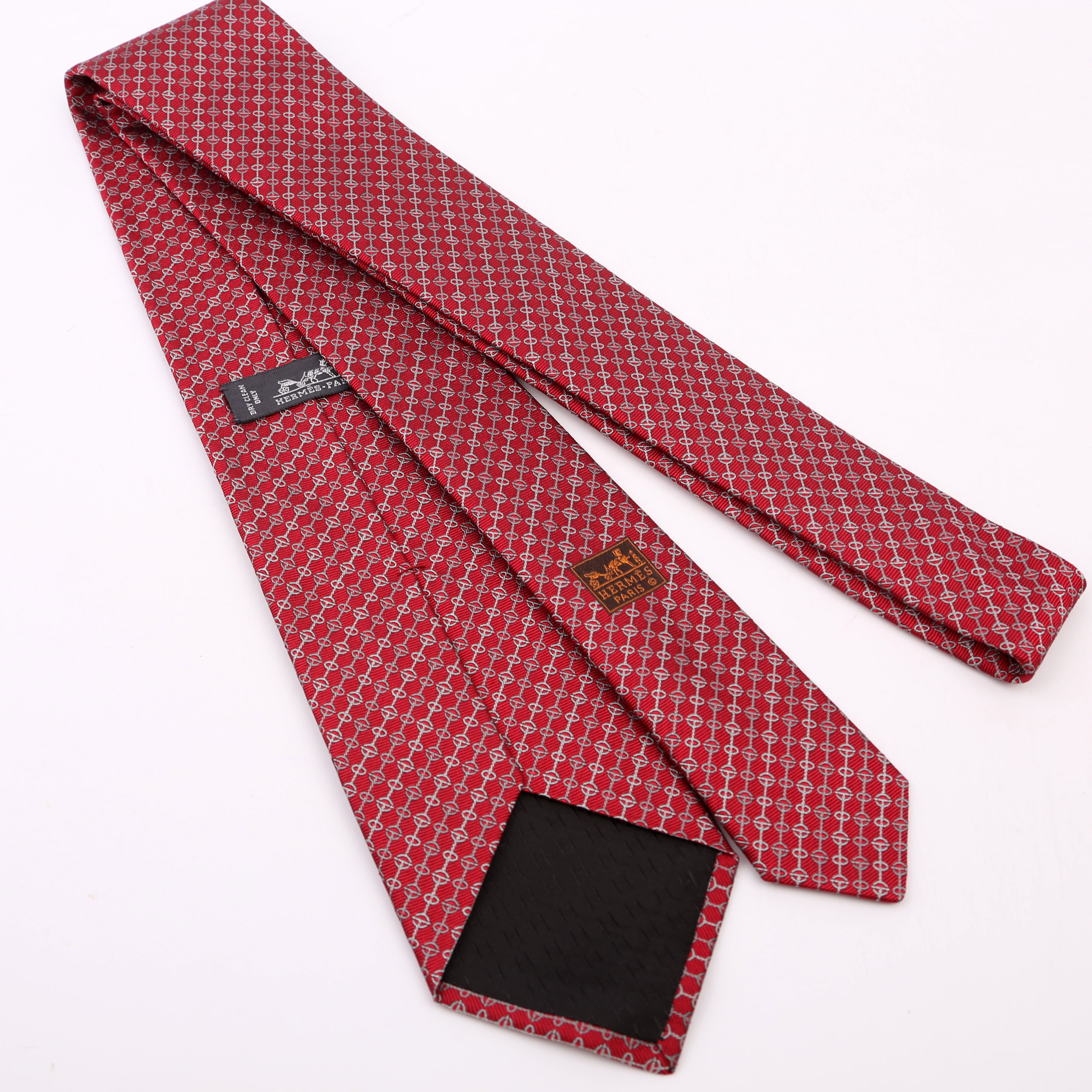 Printed Silk Tie Red/Grey