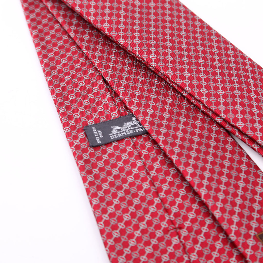 Printed Silk Tie Red/Grey