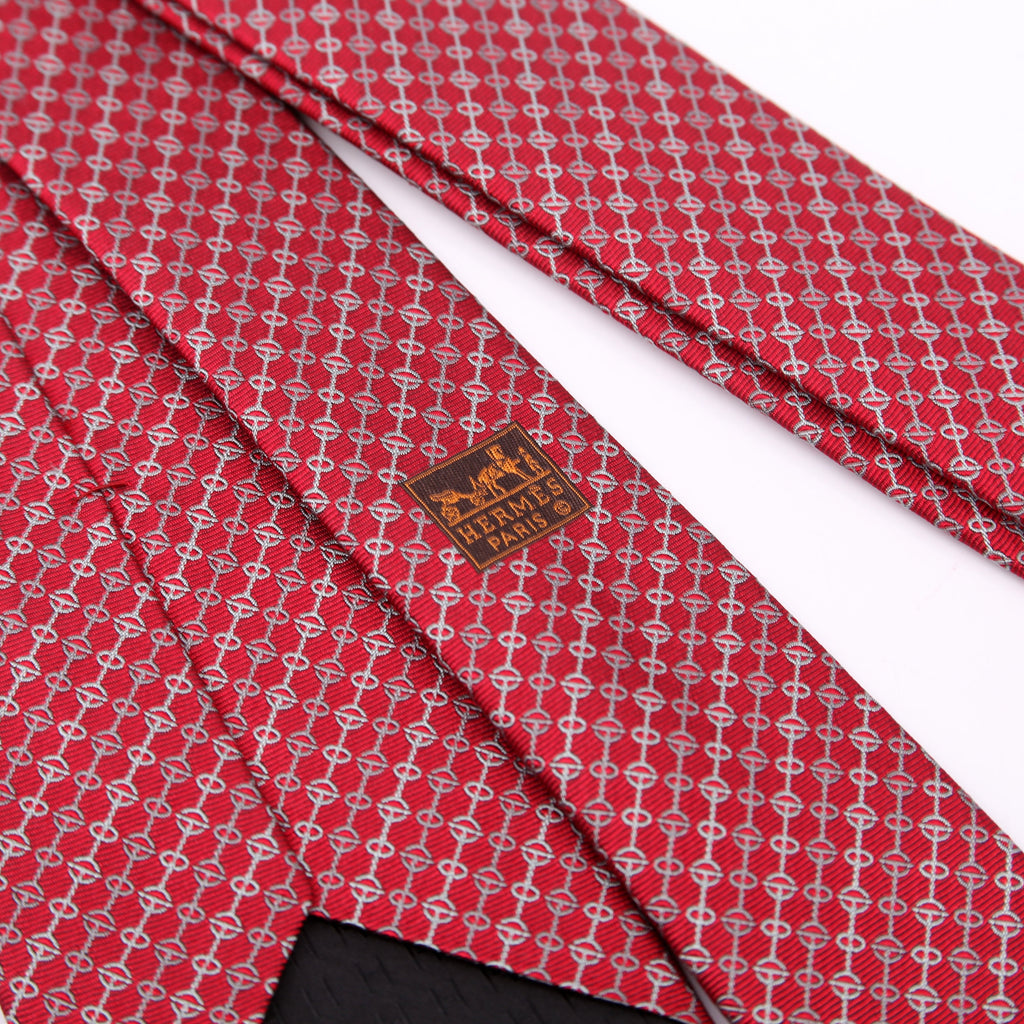 Printed Silk Tie Red/Grey