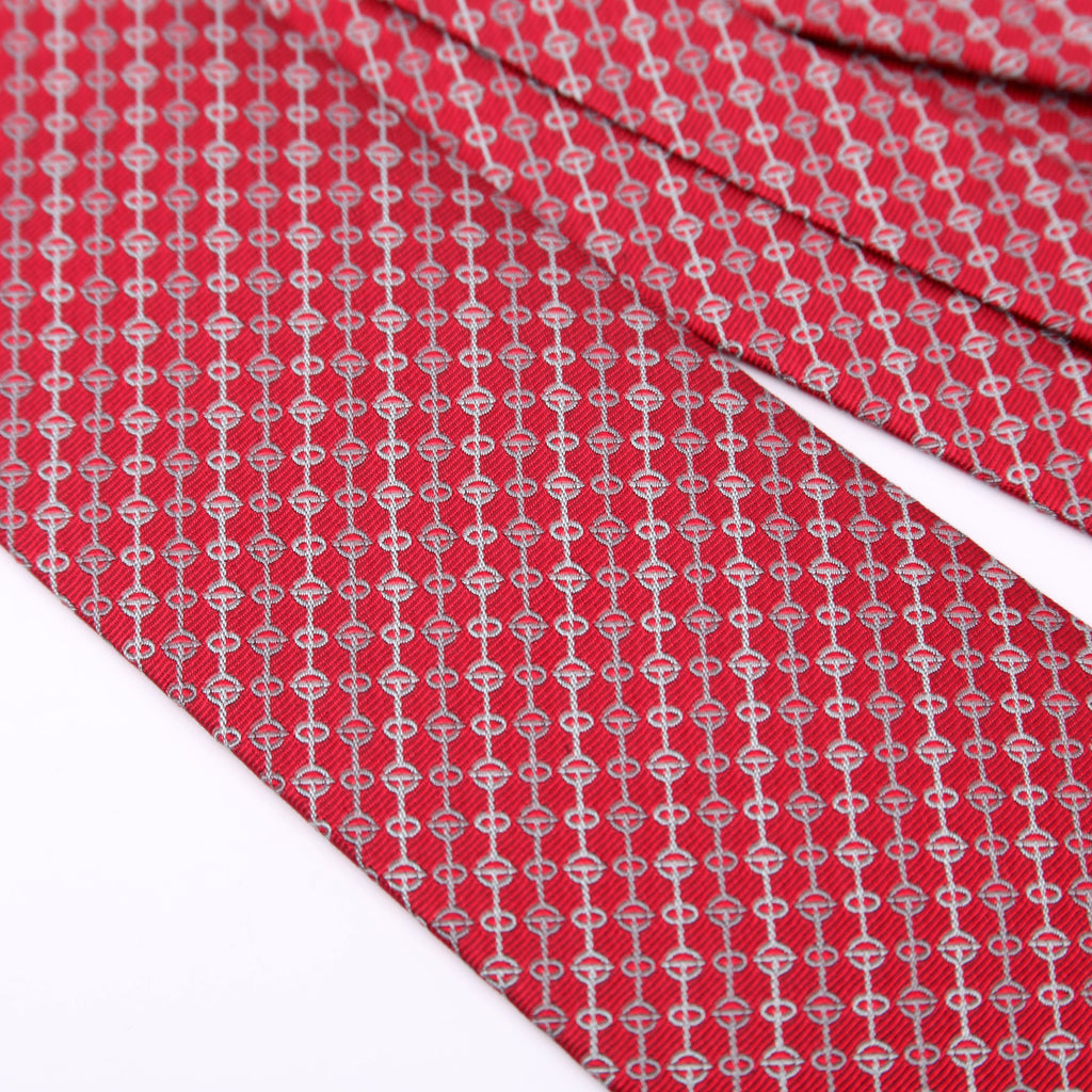 Printed Silk Tie Red/Grey