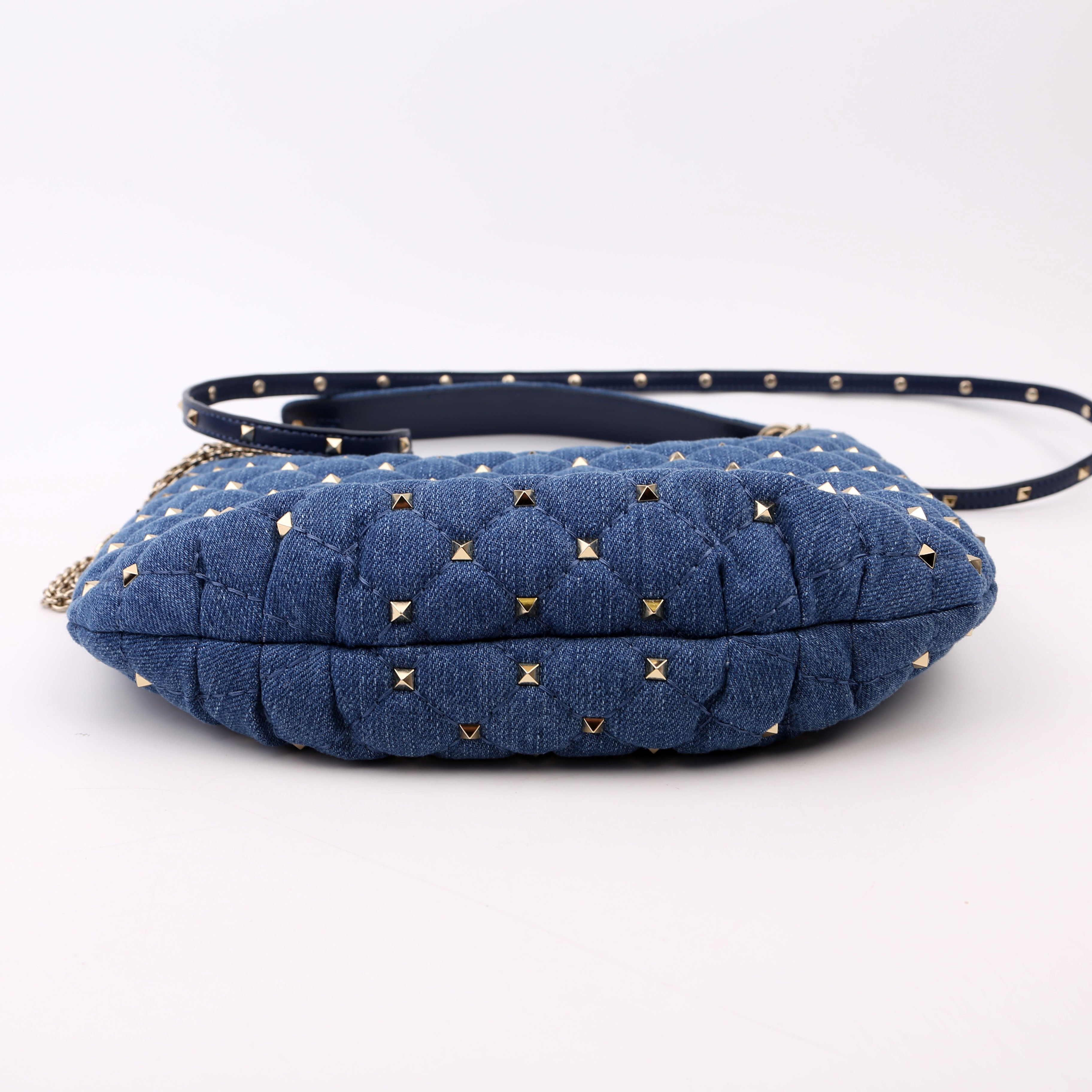 Rockstud Spike Hobo Small Denim