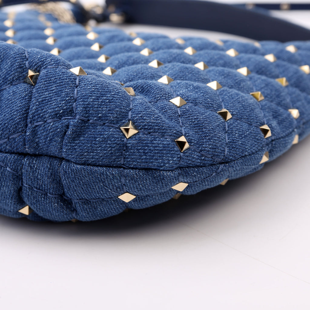 Rockstud Spike Hobo Small Denim