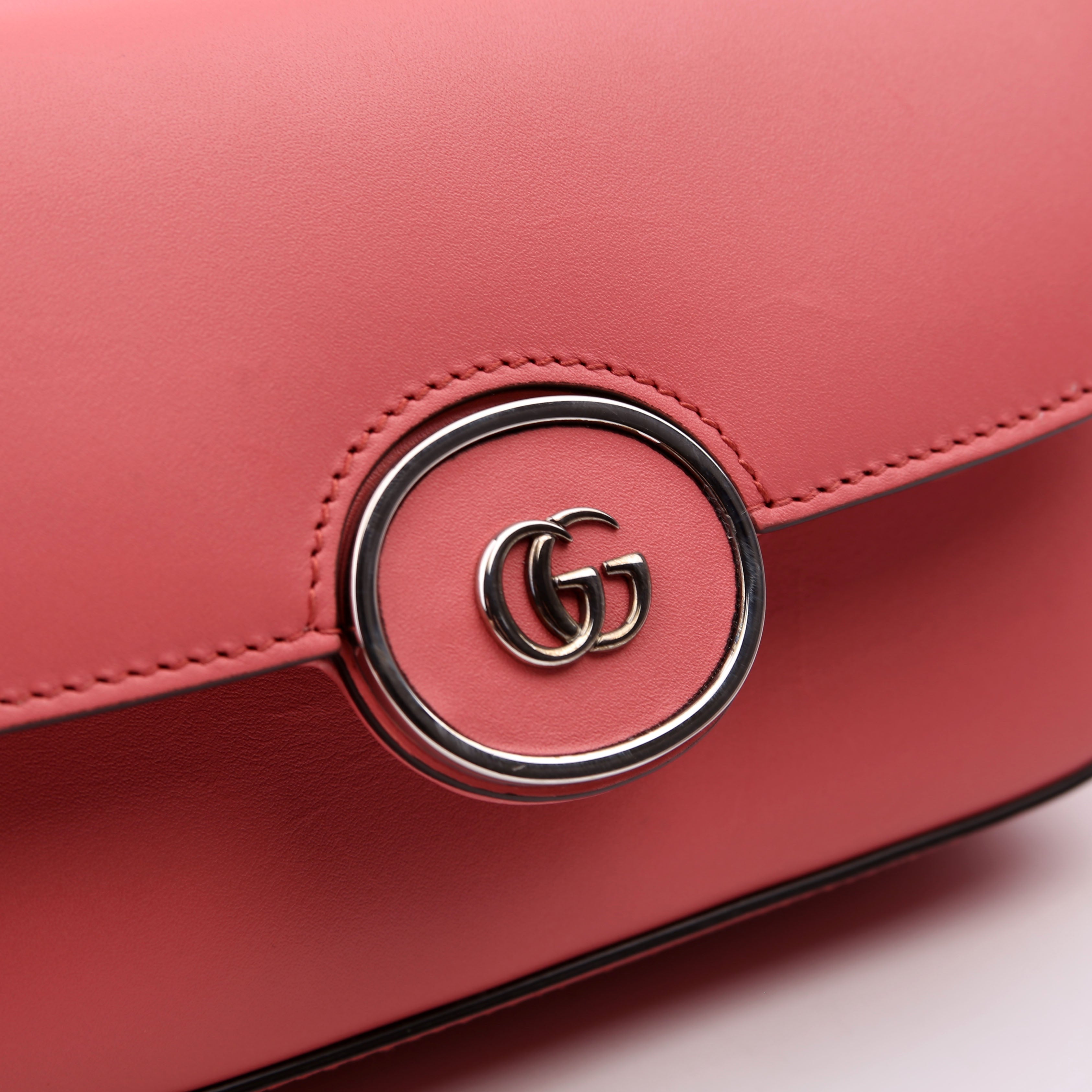 Gucci 739722 GG Petite Mini Shoulder Bag Calfskin Leather Pink