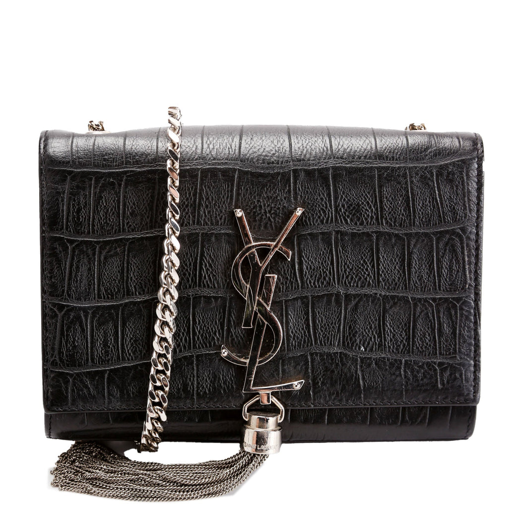 Kate Tassel Crocodile Embossed Small 354120 Black