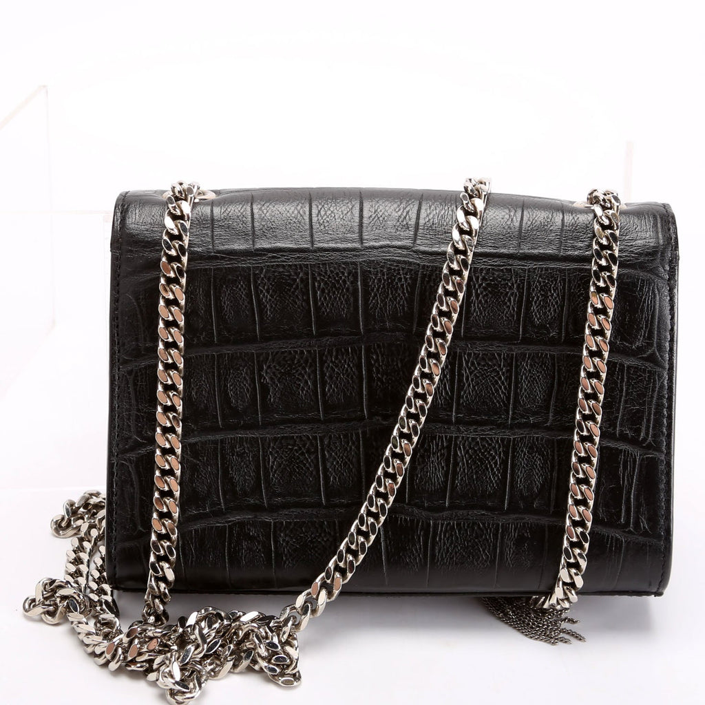 Kate Tassel Crocodile Embossed Small 354120 Black