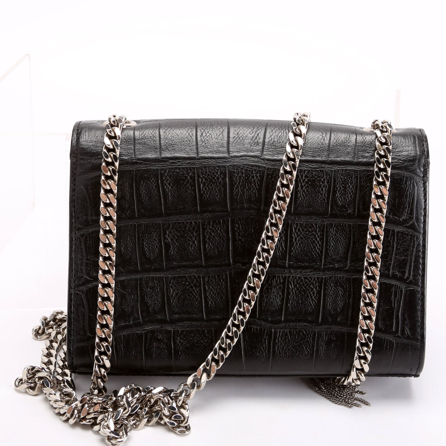Kate Tassel Crocodile Embossed Small 354120 Black