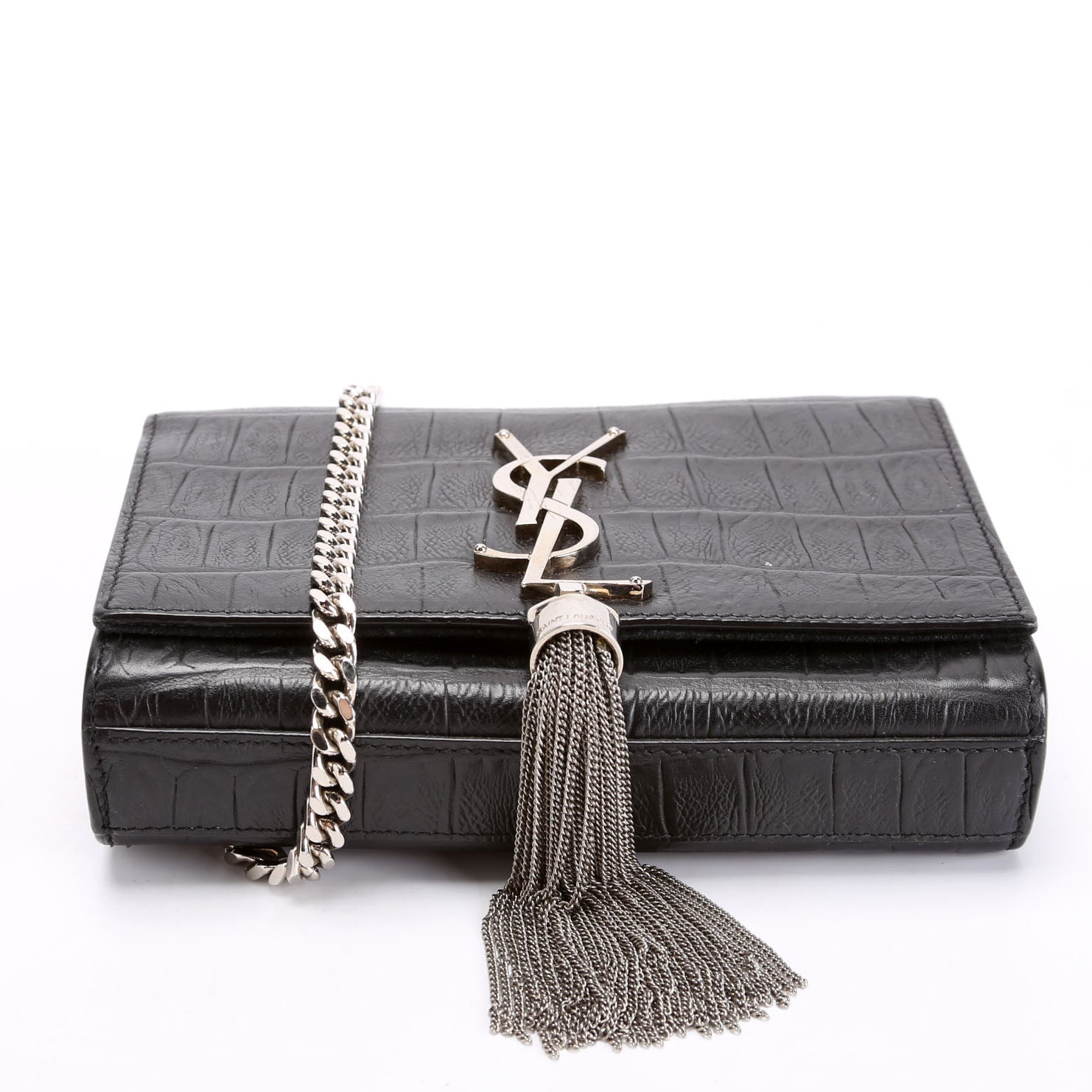 Kate Tassel Crocodile Embossed Small 354120 Black