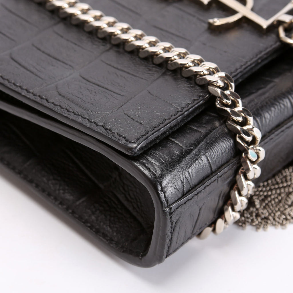 Kate Tassel Crocodile Embossed Small 354120 Black