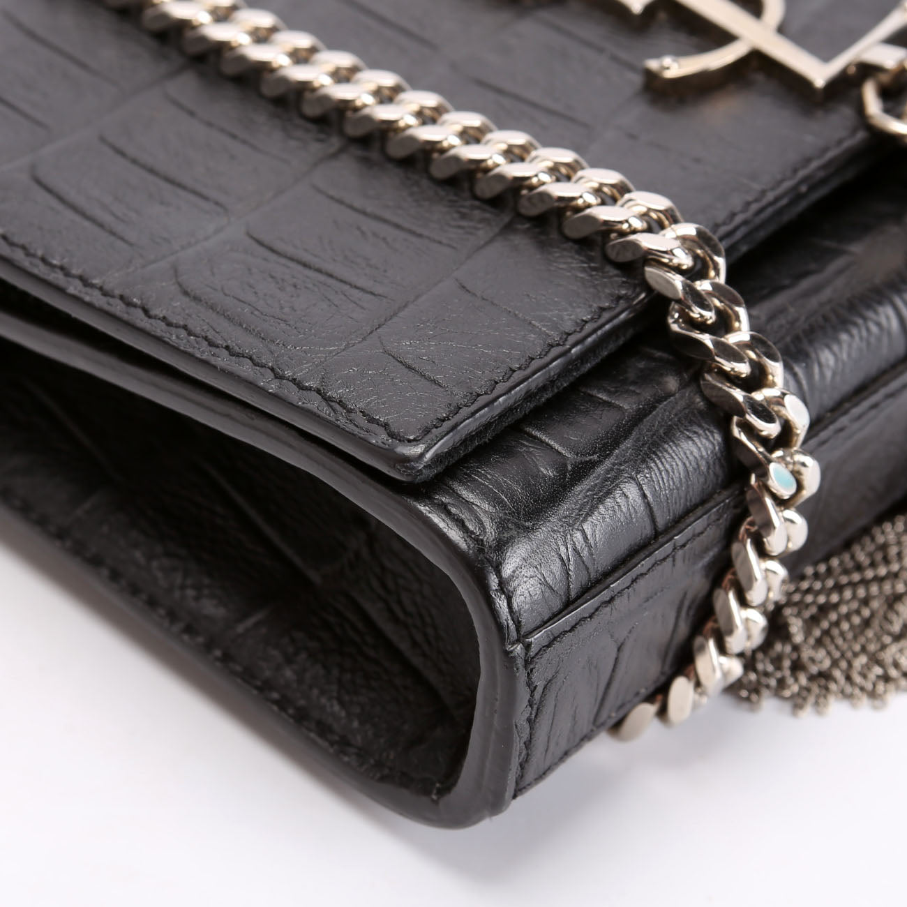 Kate Tassel Crocodile Embossed Small 354120 Black
