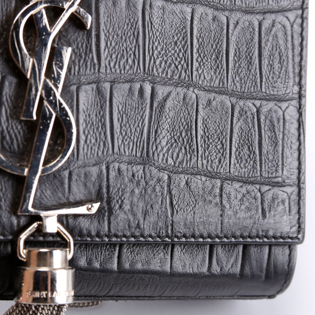 Kate Tassel Crocodile Embossed Small 354120 Black