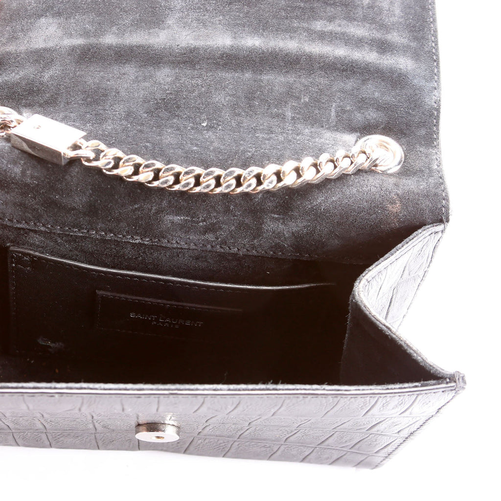 Kate Tassel Crocodile Embossed Small 354120 Black