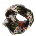 Sheer Playing Cards/Floral Square Silk Scarf Multicolor