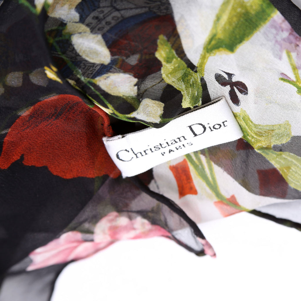 Sheer Playing Cards/Floral Square Silk Scarf Multicolor
