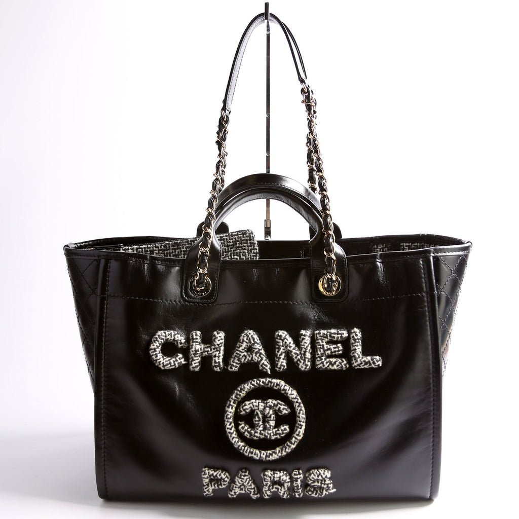 Deauville Shiny Calf/Tweed Large Tote RFID Black