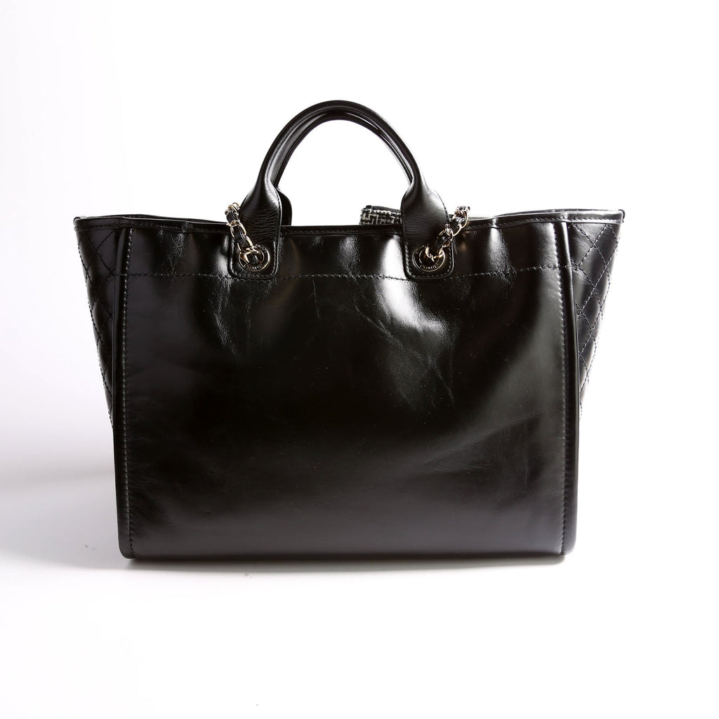 Deauville Shiny Calf/Tweed Large Tote RFID Black