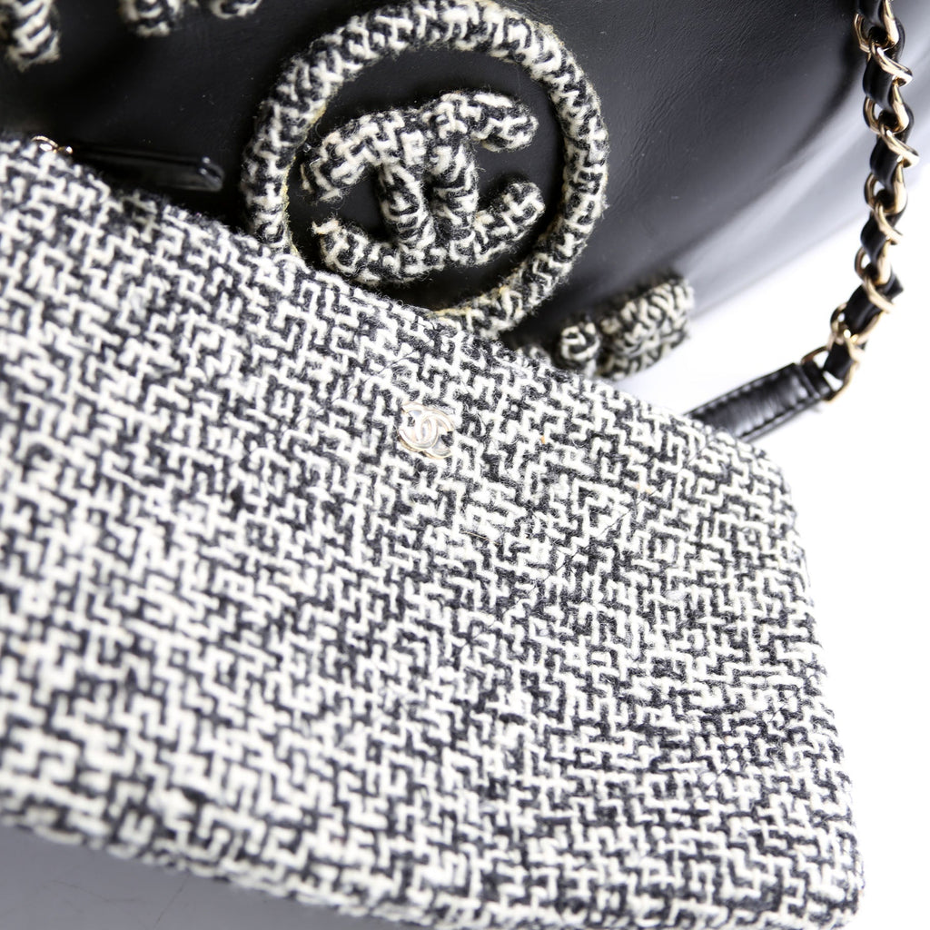 Deauville Shiny Calf/Tweed Large Tote RFID Black