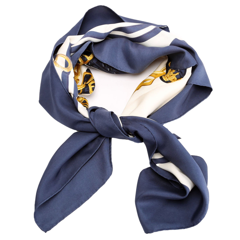 Brides De Gala 90 Silk Scarf Blue/Gold