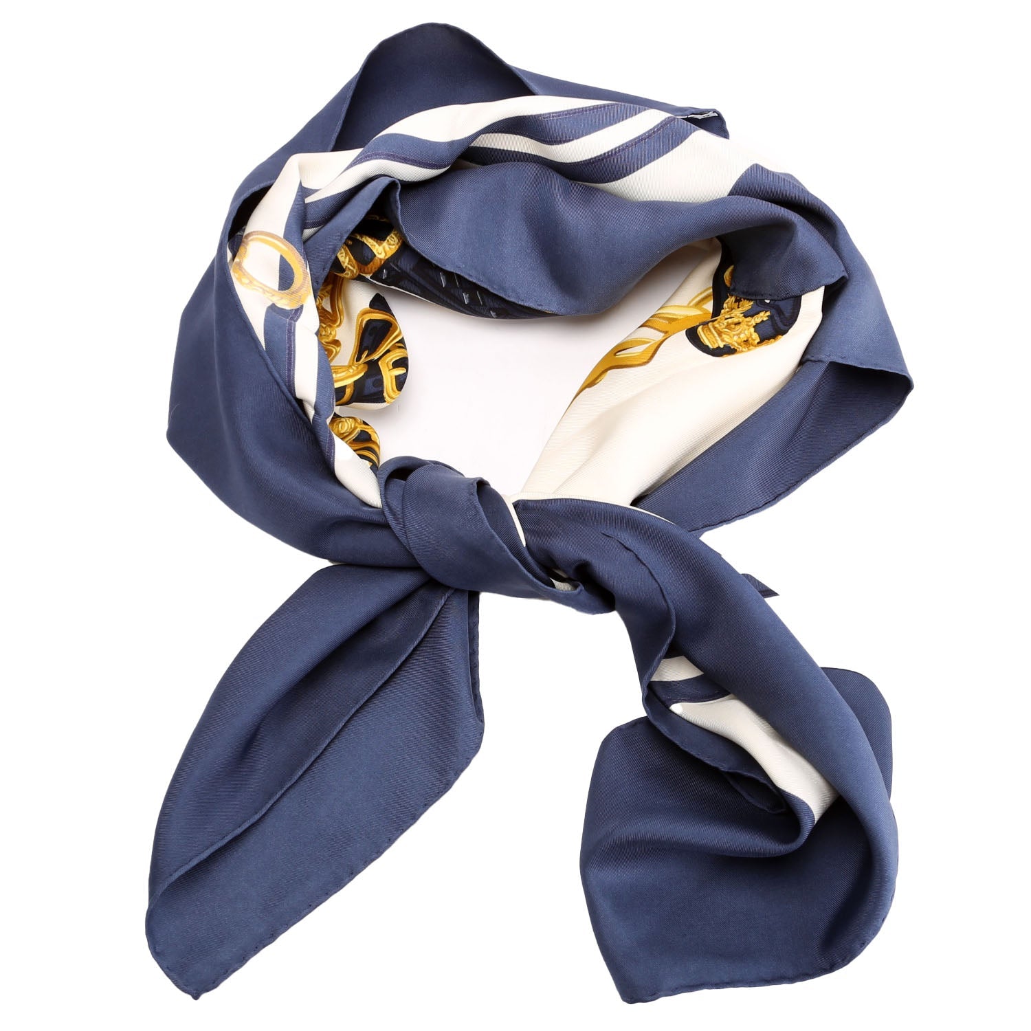 Brides De Gala 90 Silk Scarf Blue/Gold