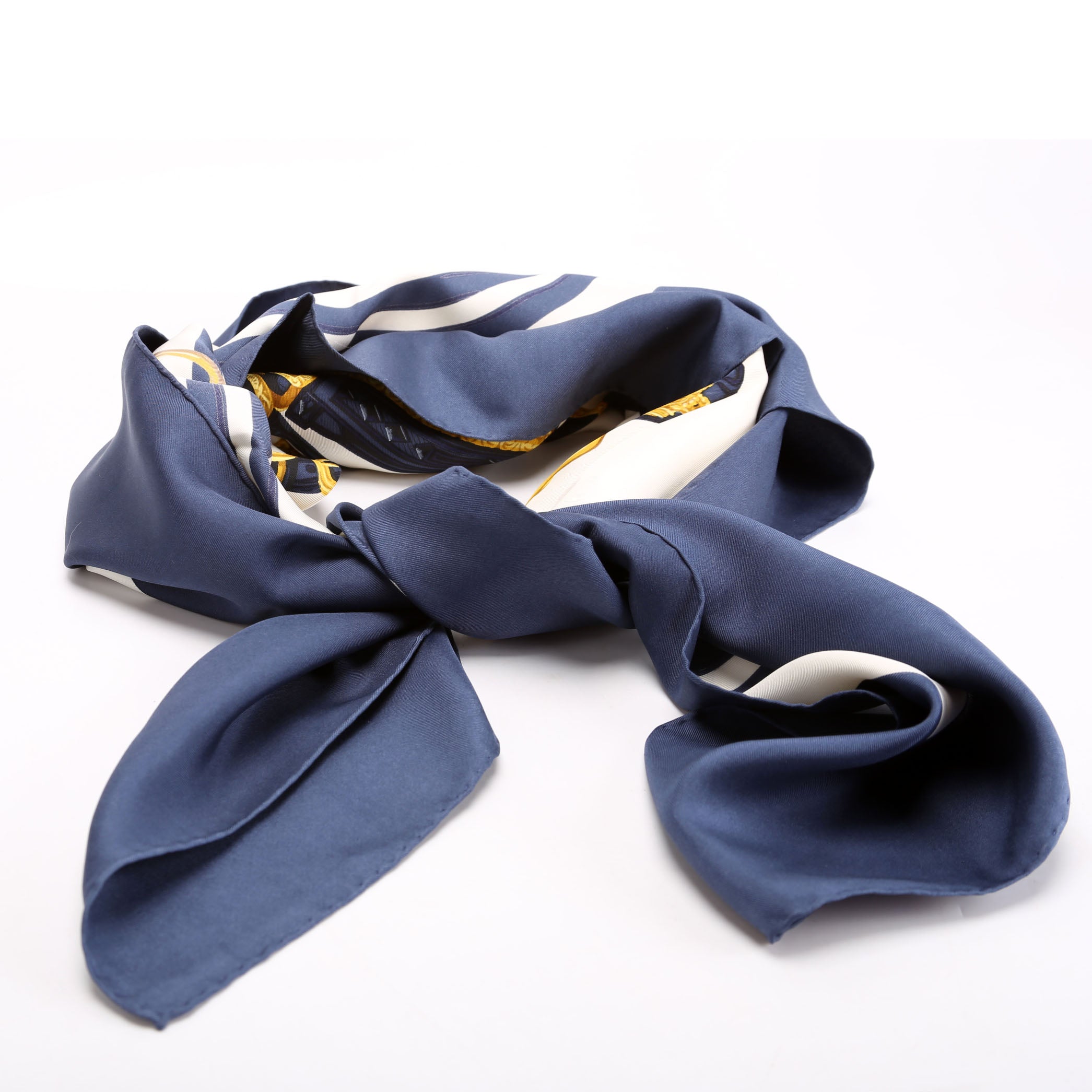 Brides De Gala 90 Silk Scarf Blue/Gold